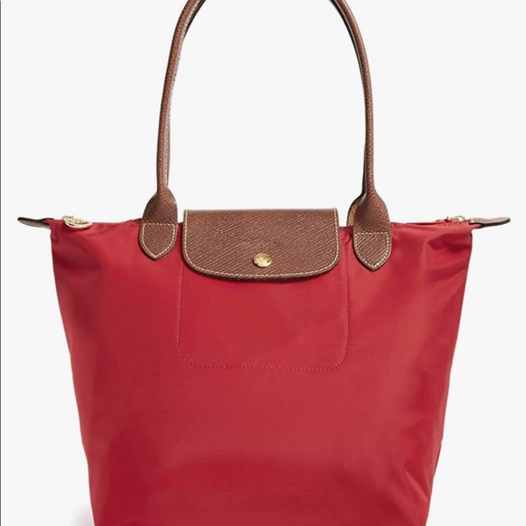 Longchamp Handbags - Longchamp Le Pliage red tote bag